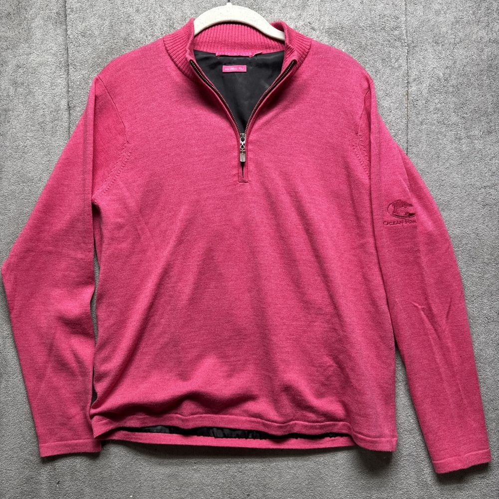 Peter Millar 1/4 Zip L Red Pullover Extra Fine Italian Merino Wool Sweater Golf